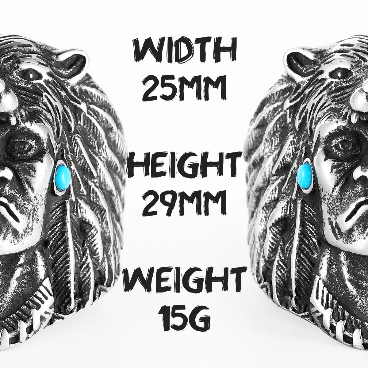 Aborigine Ring 316L Stainless Steel Men Rings Turquoise Vintage Rock for Male Rider Jewelry Halloween Creativity Gift Wholesale