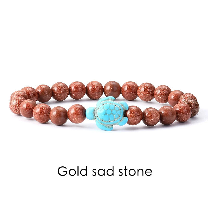 Natural Stone Powder Bangle Women Men Bracelet Beach Beach Turquoise Sea Turtle Accessories from the marine style collection