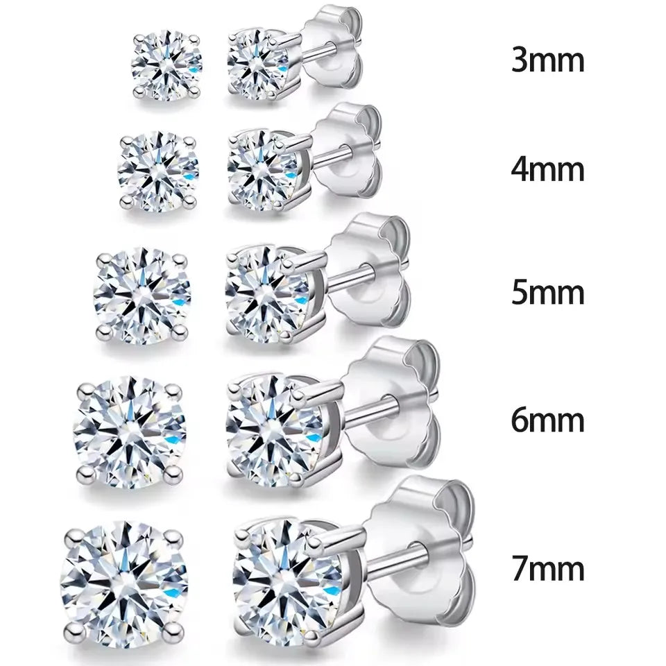 Real 0.1-3CT Test Passed Moissanite Diamond Stud Earrings for Women S925 Silver Platinum Plated Bride Wedding GRA Fine Jewelry