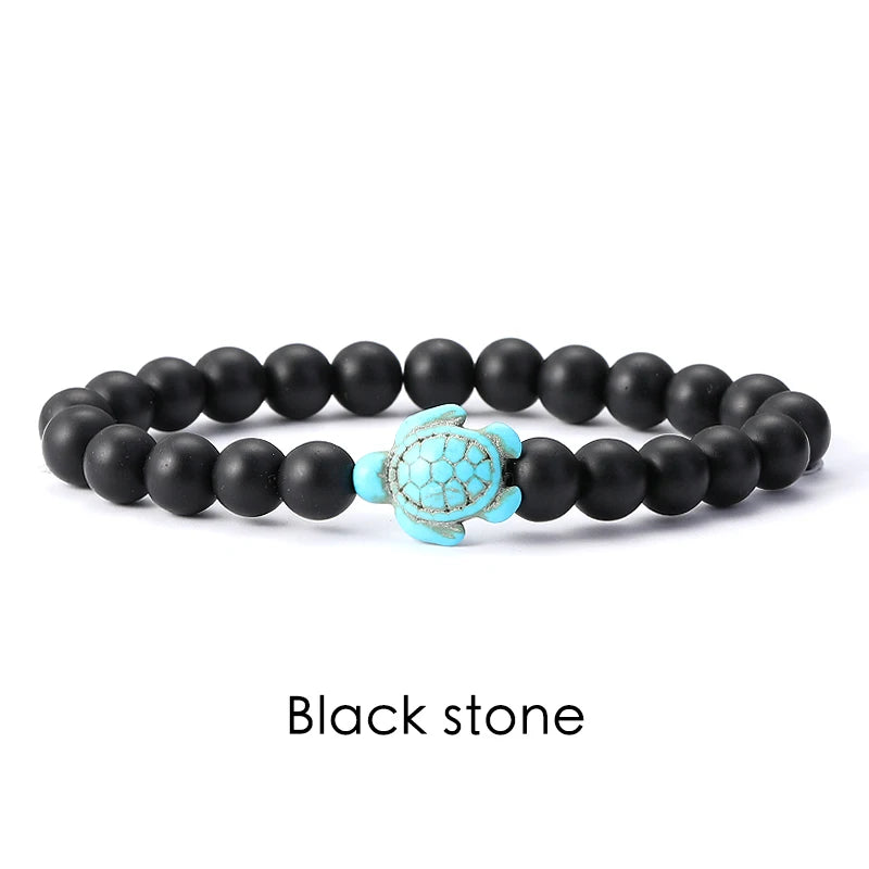 Natural Stone Powder Bangle Women Men Bracelet Beach Beach Turquoise Sea Turtle Accessories from the marine style collection