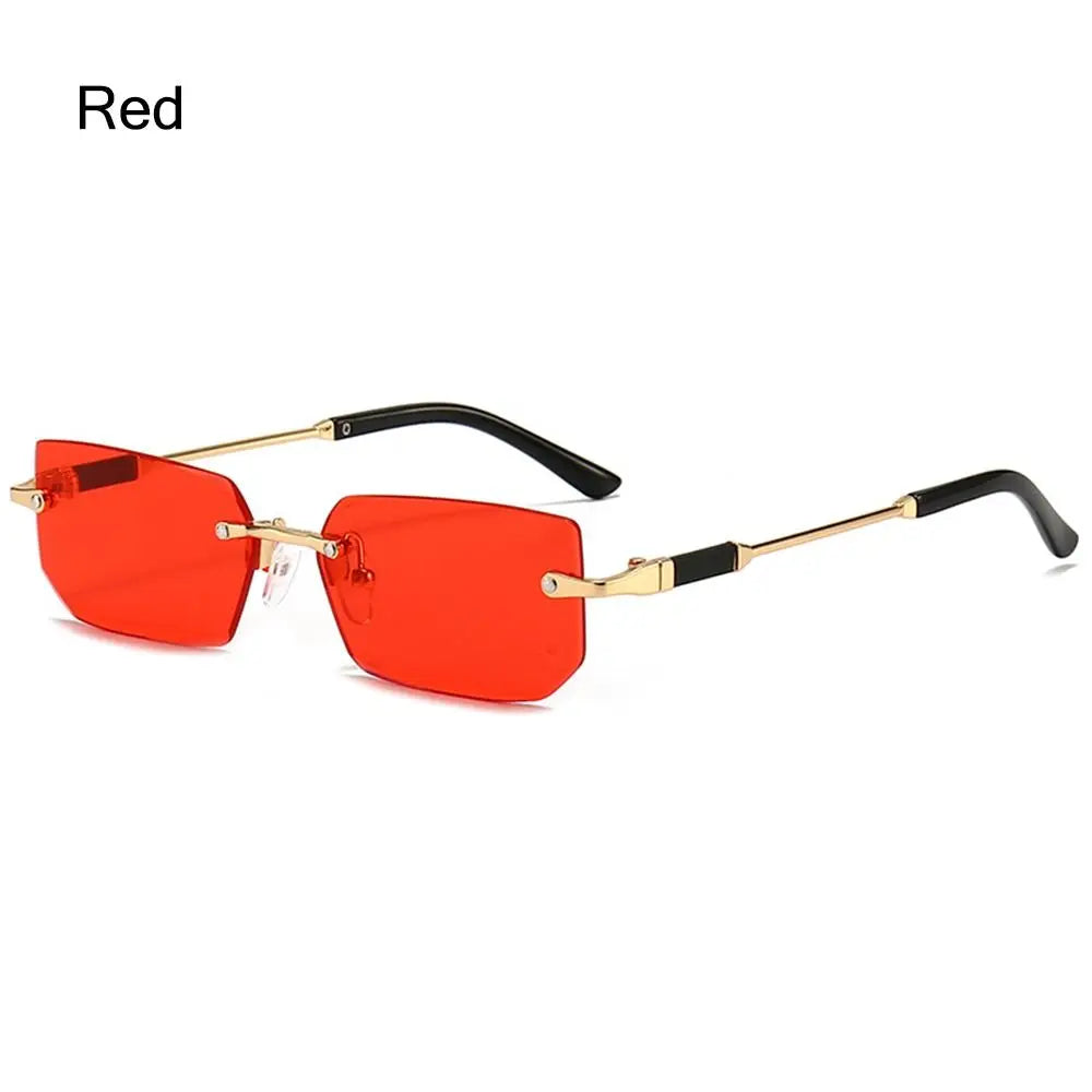Rimless Sunglasses for Women & Men, Trendy Frameless Rectangle Sun Glasses Retro Shades Fashion Summer Travel UV400 Eyewear