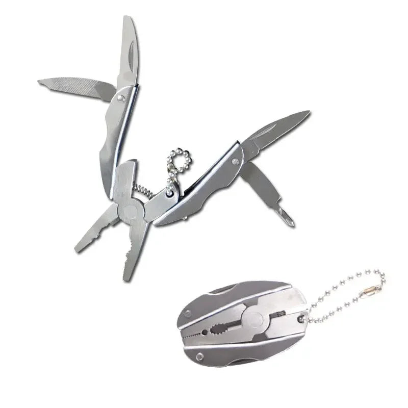 Portable Stainless Steel Multi-Tool Pliers Knife Keychain Screwdriver - Perfect For Outdoor Use!