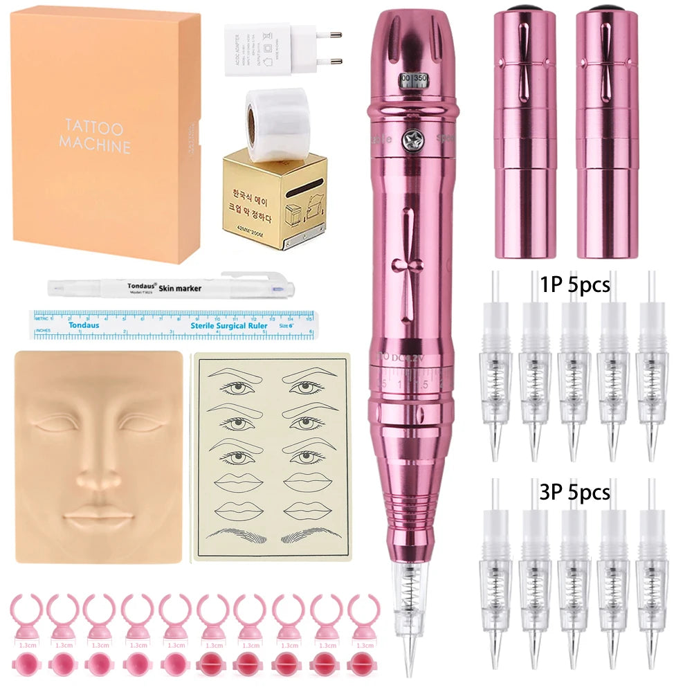 Wireless PMU Machine Permanent Makeup for Eyebrows Miroblading Eyeliner Lip Microshading Professional Rotary Tattoo Pen Gun Kit
