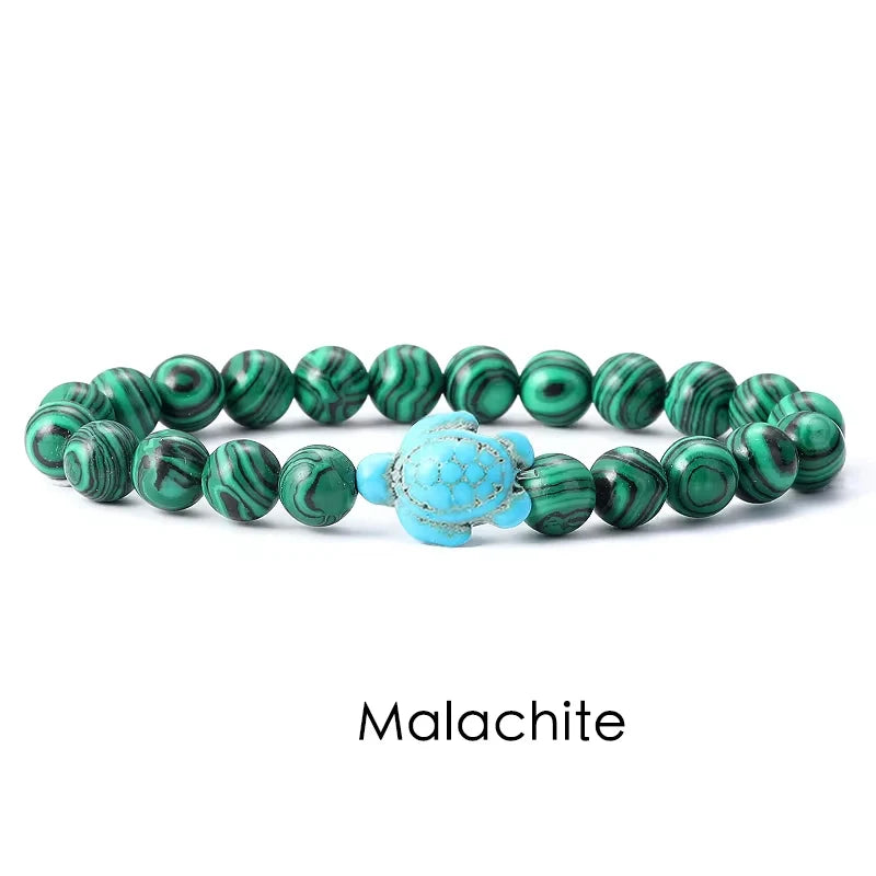 Natural Stone Powder Bangle Women Men Bracelet Beach Beach Turquoise Sea Turtle  Accessories from the marine style collection