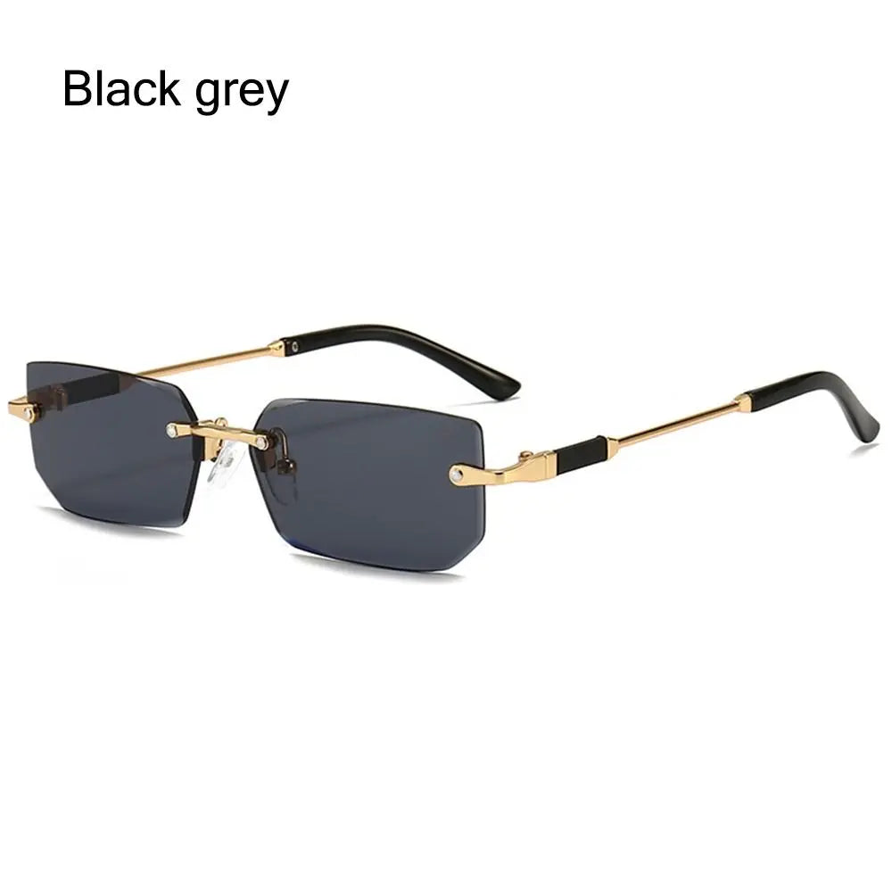 Rimless Sunglasses for Women & Men, Trendy Frameless Rectangle Sun Glasses Retro Shades Fashion Summer Travel UV400 Eyewear