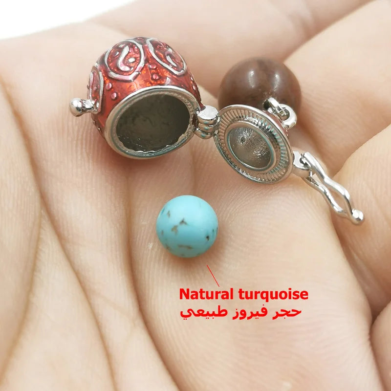 Tasbih Gemstone Natural Obsidian Stone Misbaha 33 Beads Bracelet Muslim Prayer Beads with Accessories inside Turquoise stone