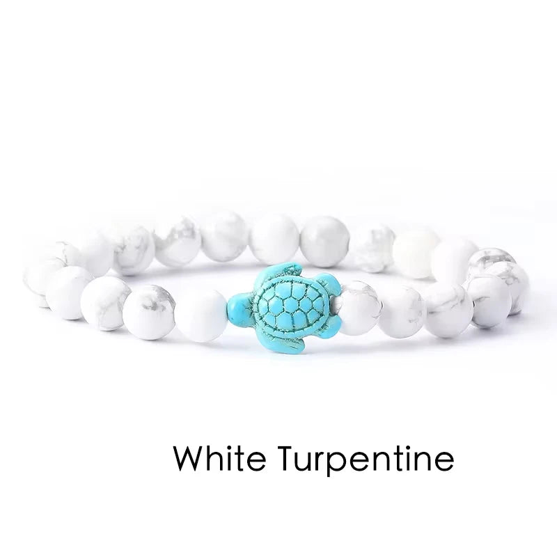 Natural Stone Powder Bangle Women Men Bracelet Beach Beach Turquoise Sea Turtle  Accessories from the marine style collection