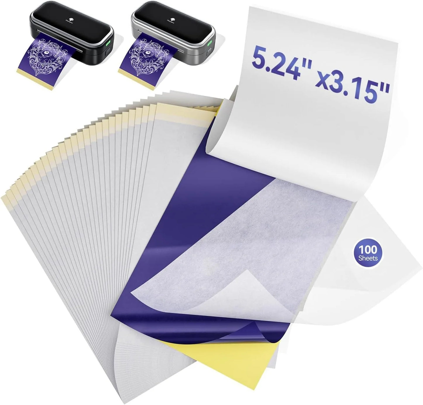 80mmx133mm Tattoo Stencil Paper Transfer Tattoo Paper Artist DIY Easy to Use for TP31 Tattoo Thermal Printer, 100 Labels