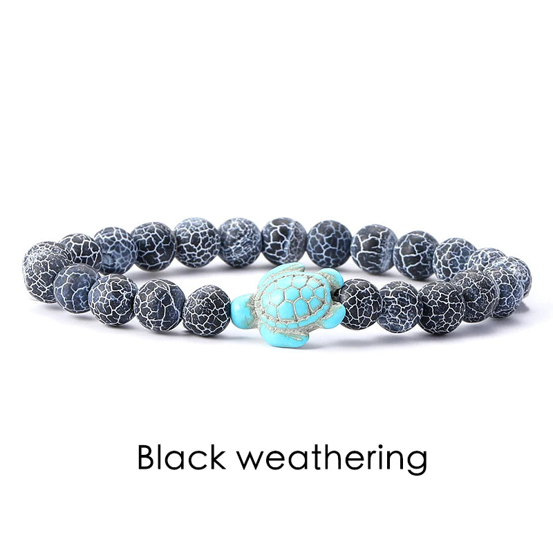 Natural Stone Powder Bangle Women Men Bracelet Beach Beach Turquoise Sea Turtle  Accessories from the marine style collection