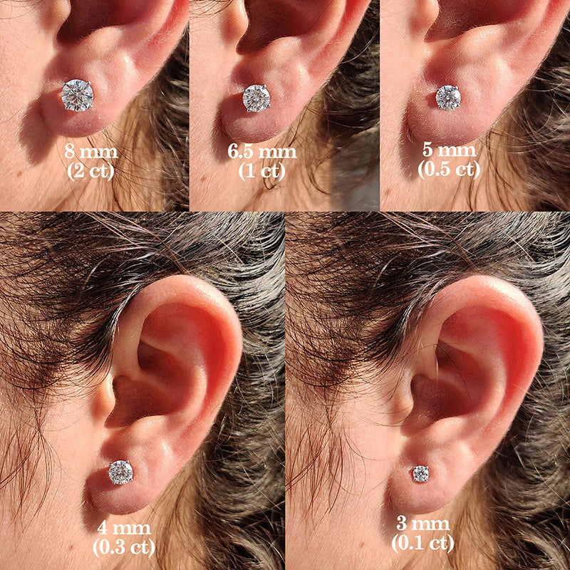 Real 0.1-3CT Test Passed Moissanite Diamond Stud Earrings for Women S925 Silver Platinum Plated Bride Wedding GRA Fine Jewelry