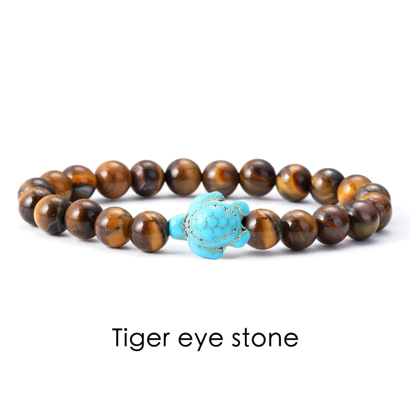 Natural Stone Powder Bangle Women Men Bracelet Beach Beach Turquoise Sea Turtle  Accessories from the marine style collection