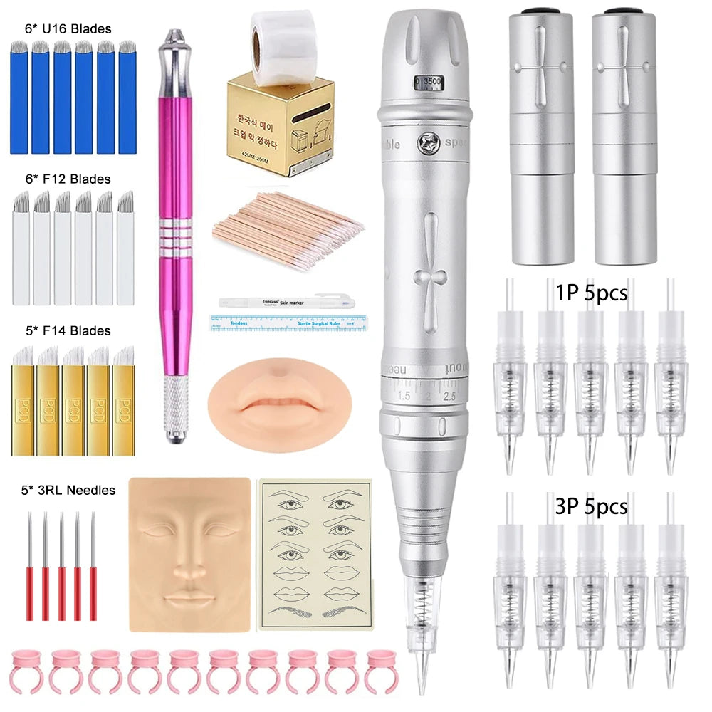 Wireless PMU Machine Permanent Makeup for Eyebrows Miroblading Eyeliner Lip Microshading Professional Rotary Tattoo Pen Gun Kit