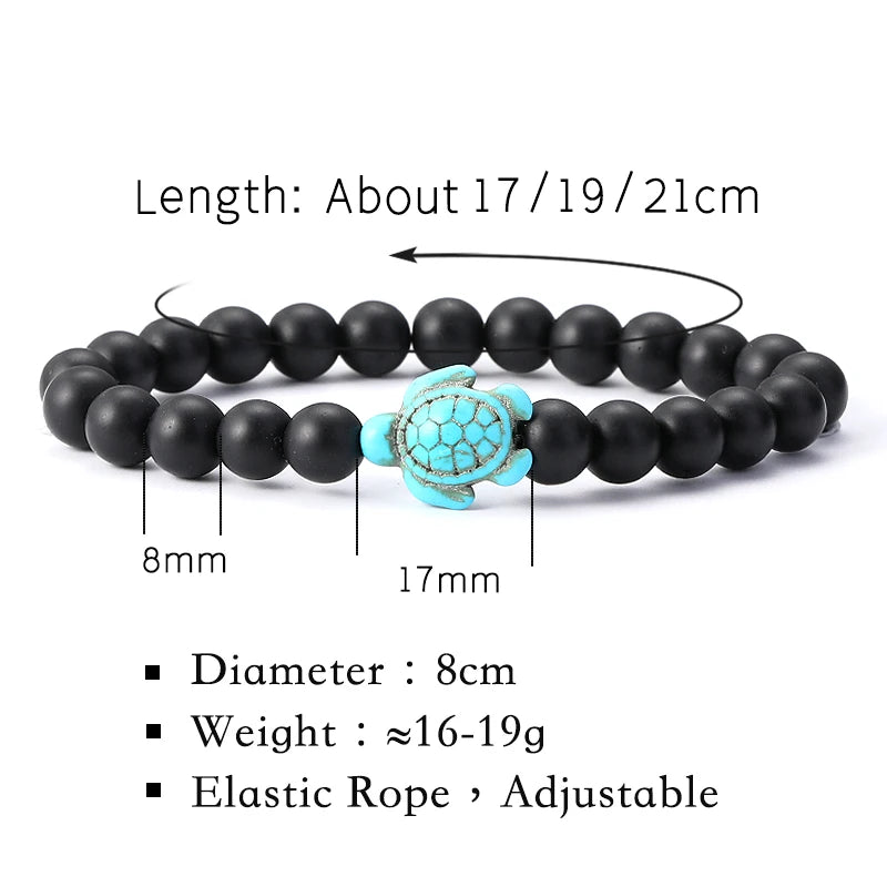 Natural Stone Powder Bangle Women Men Bracelet Beach Beach Turquoise Sea Turtle  Accessories from the marine style collection