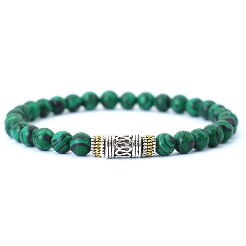 Noter Mantra Bracelet For Men 6mm Howlite Lava Tiger Eyes Beads Braslet Viking Accessories Pulseras Para Hombre Tibet Braclet