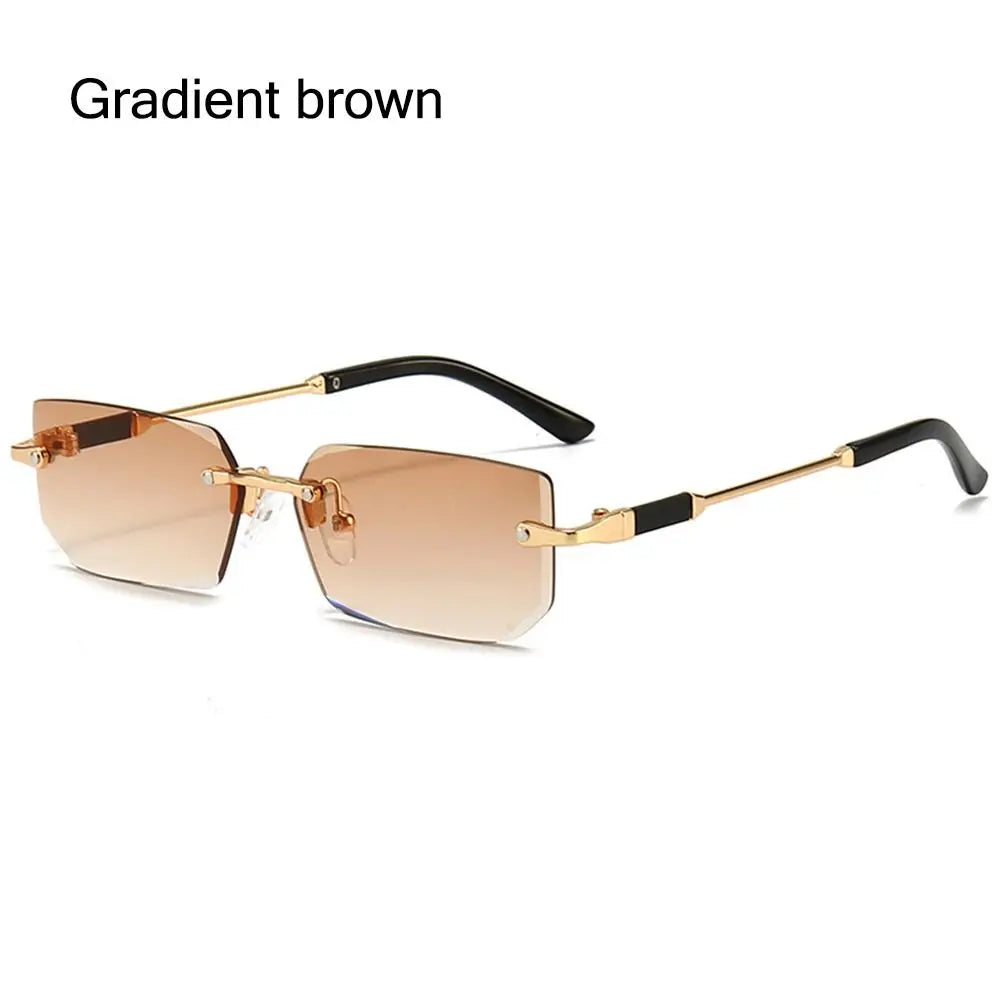 Rimless Sunglasses for Women & Men, Trendy Frameless Rectangle Sun Glasses Retro Shades Fashion Summer Travel UV400 Eyewear