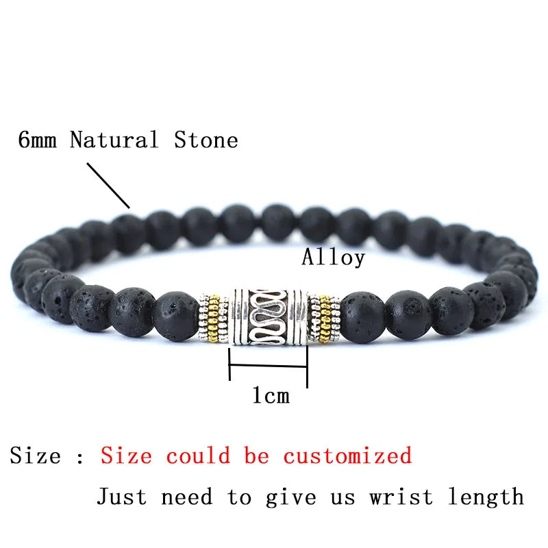 Noter Mantra Bracelet For Men 6mm Howlite Lava Tiger Eyes Beads Braslet Viking Accessories Pulseras Para Hombre Tibet Braclet