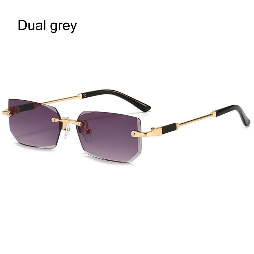 Rimless Sunglasses for Women & Men, Trendy Frameless Rectangle Sun Glasses Retro Shades Fashion Summer Travel UV400 Eyewear