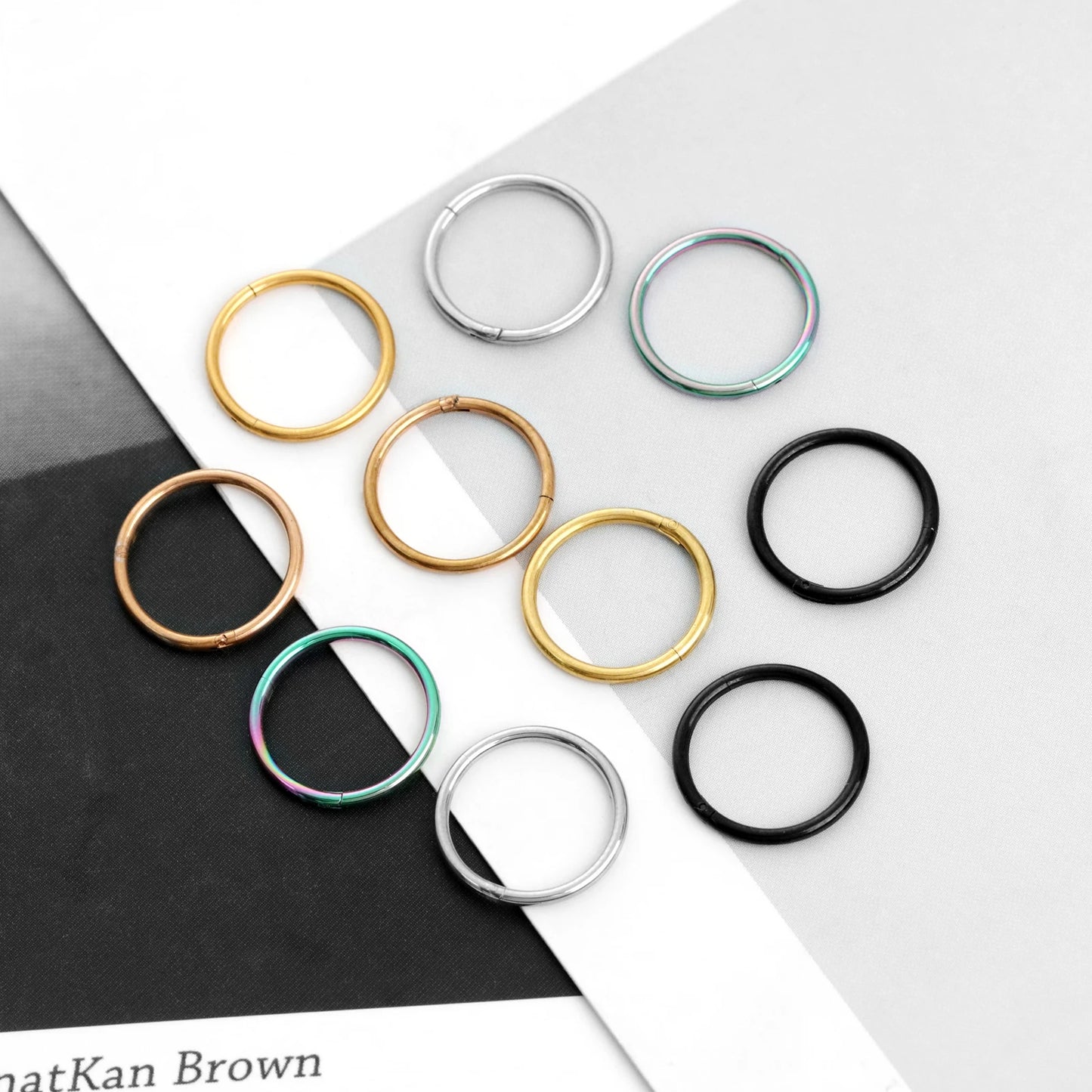 5/10Pcs 16G Nose Ring Hoop Stainless Steel Hinged Nose Rings Septum Clicker Tragus Helix Cartilage Daith Rook Earring Piercing