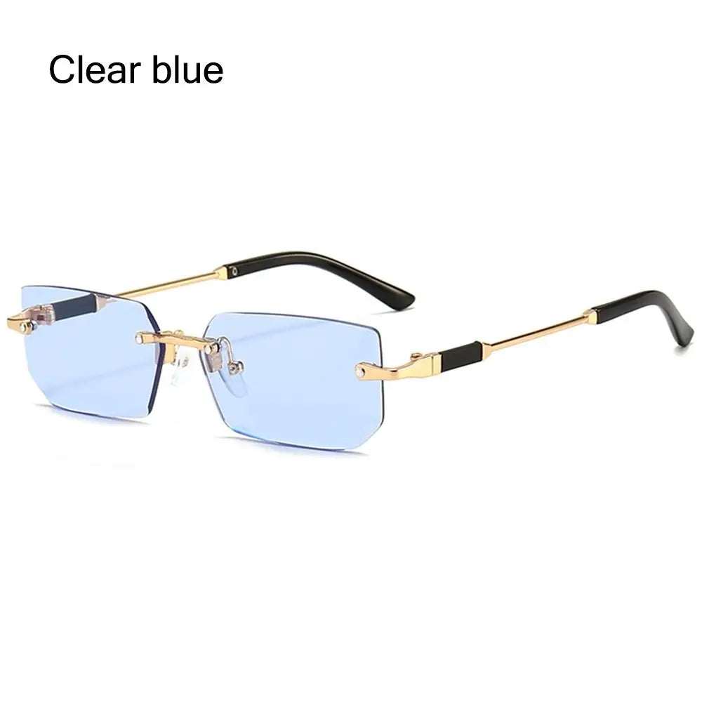 Rimless Sunglasses for Women & Men, Trendy Frameless Rectangle Sun Glasses Retro Shades Fashion Summer Travel UV400 Eyewear