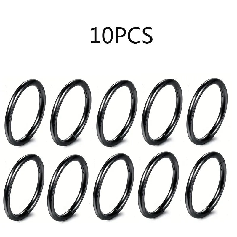 5/10Pcs 16G Nose Ring Hoop Stainless Steel Hinged Nose Rings Septum Clicker Tragus Helix Cartilage Daith Rook Earring Piercing