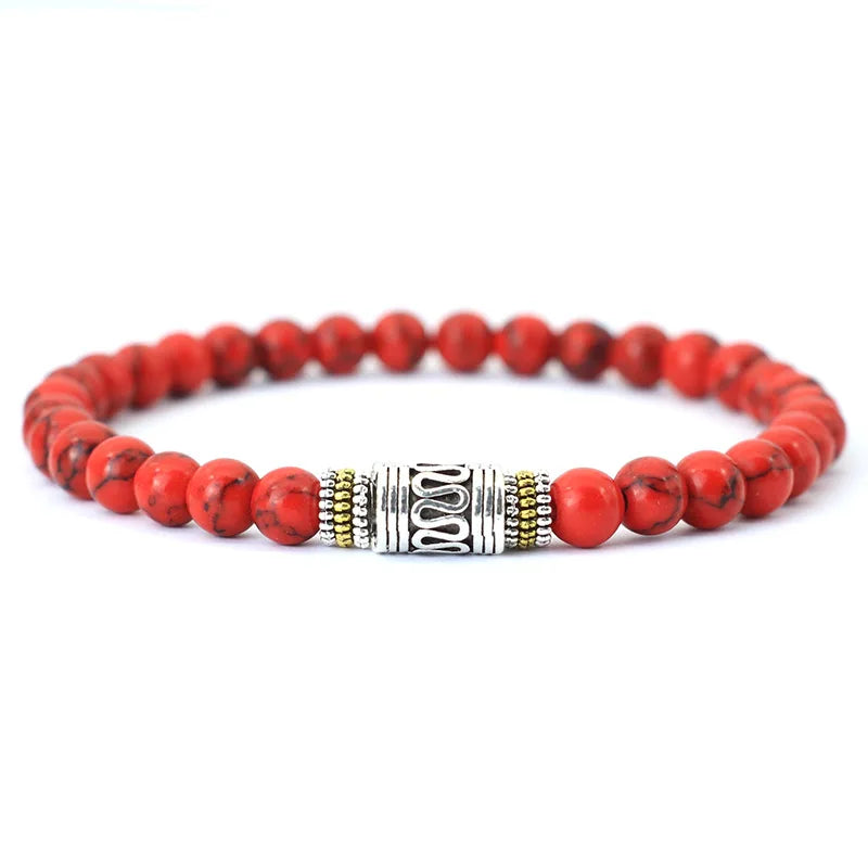 Noter Mantra Bracelet For Men 6mm Howlite Lava Tiger Eyes Beads Braslet Viking Accessories Pulseras Para Hombre Tibet Braclet