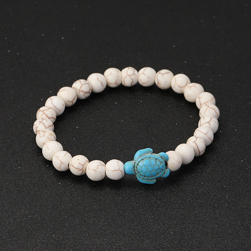 Natural Stone Powder Bangle Women Men Bracelet Beach Beach Turquoise Sea Turtle  Accessories from the marine style collection