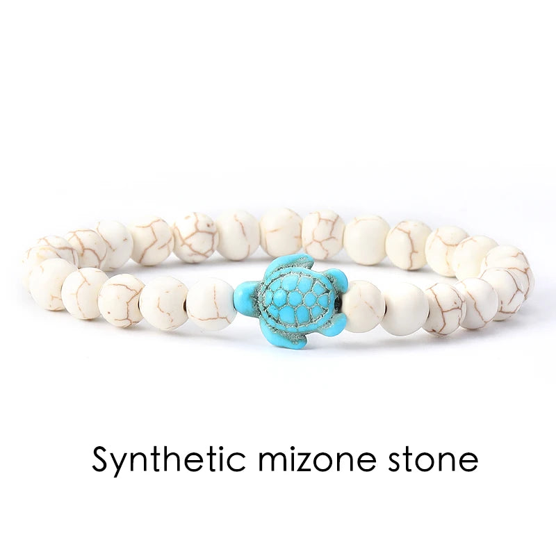Natural Stone Powder Bangle Women Men Bracelet Beach Beach Turquoise Sea Turtle  Accessories from the marine style collection