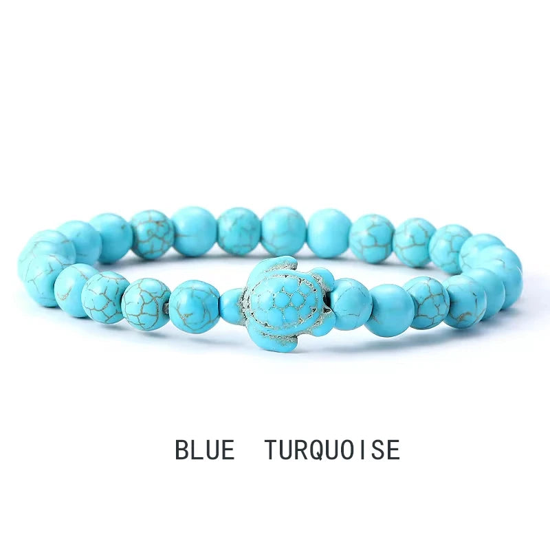 Natural Stone Powder Bangle Women Men Bracelet Beach Beach Turquoise Sea Turtle  Accessories from the marine style collection