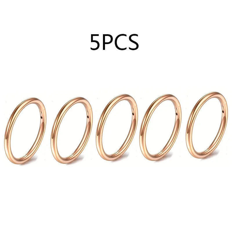 5/10Pcs 16G Nose Ring Hoop Stainless Steel Hinged Nose Rings Septum Clicker Tragus Helix Cartilage Daith Rook Earring Piercing