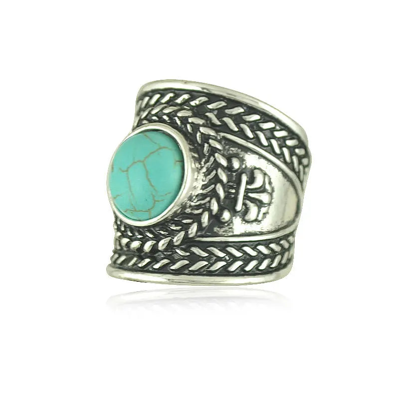 Yumfeel Brand New Tibetan Silver Vintage Turquoise Ring Women 3 Model Choice Finger Ring Jewelry