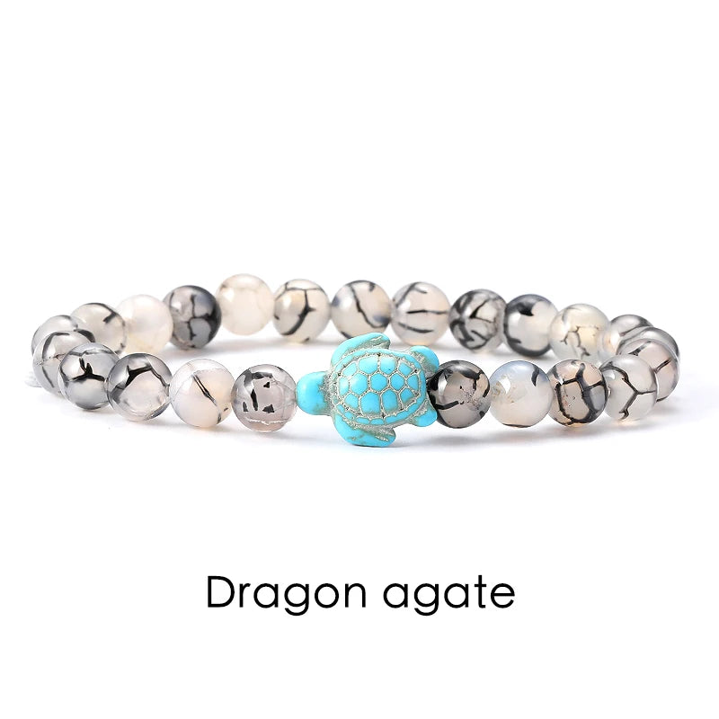 Natural Stone Powder Bangle Women Men Bracelet Beach Beach Turquoise Sea Turtle  Accessories from the marine style collection