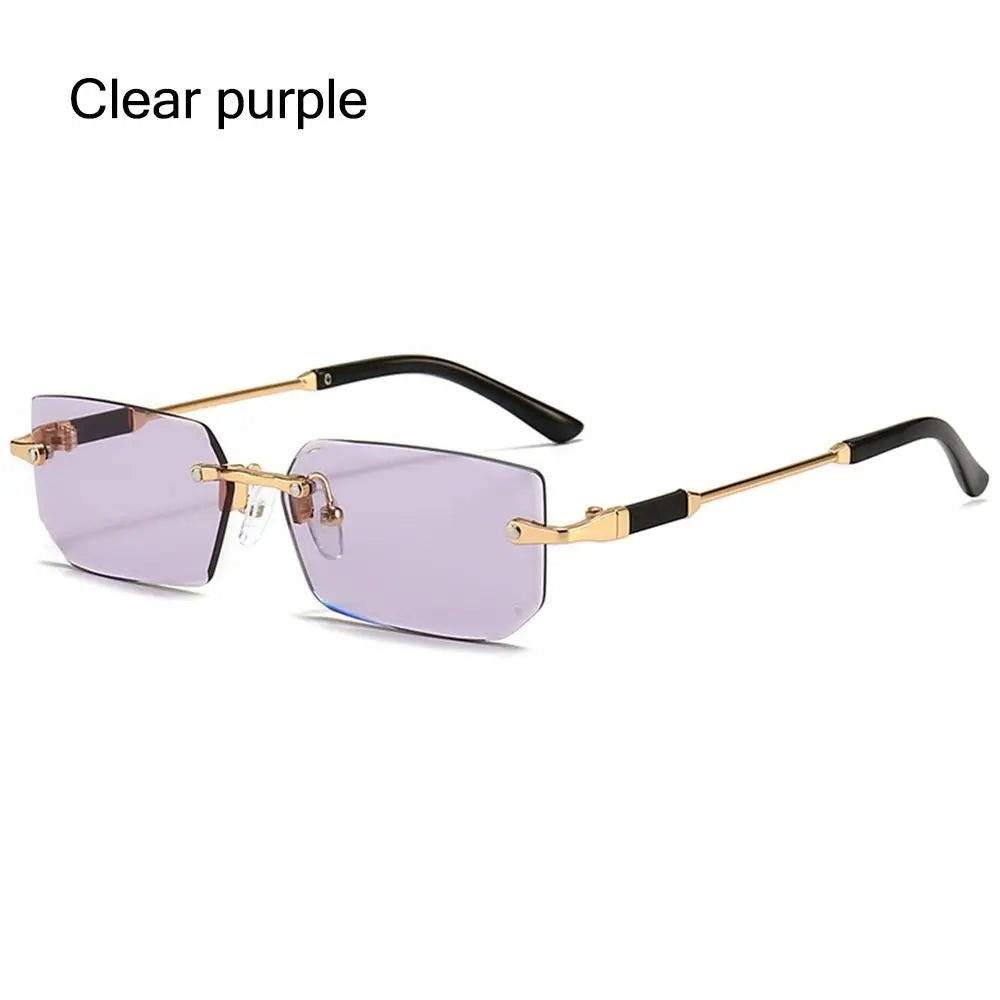 Rimless Sunglasses for Women & Men, Trendy Frameless Rectangle Sun Glasses Retro Shades Fashion Summer Travel UV400 Eyewear