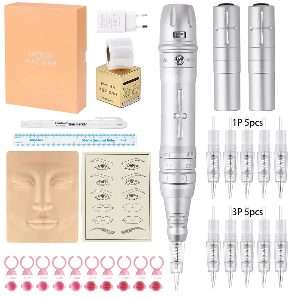 Wireless PMU Machine Permanent Makeup for Eyebrows Miroblading Eyeliner Lip Microshading Professional Rotary Tattoo Pen Gun Kit