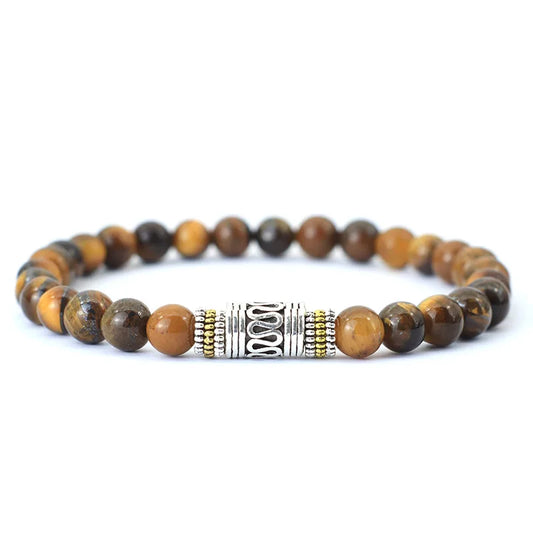 Noter Mantra Bracelet For Men 6mm Howlite Lava Tiger Eyes Beads Braslet Viking Accessories Pulseras Para Hombre Tibet Braclet