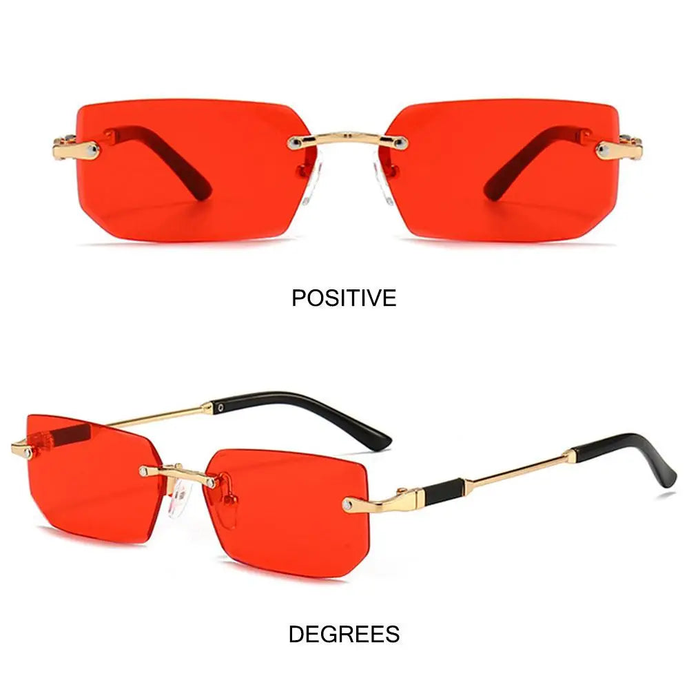 Rimless Sunglasses for Women & Men, Trendy Frameless Rectangle Sun Glasses Retro Shades Fashion Summer Travel UV400 Eyewear