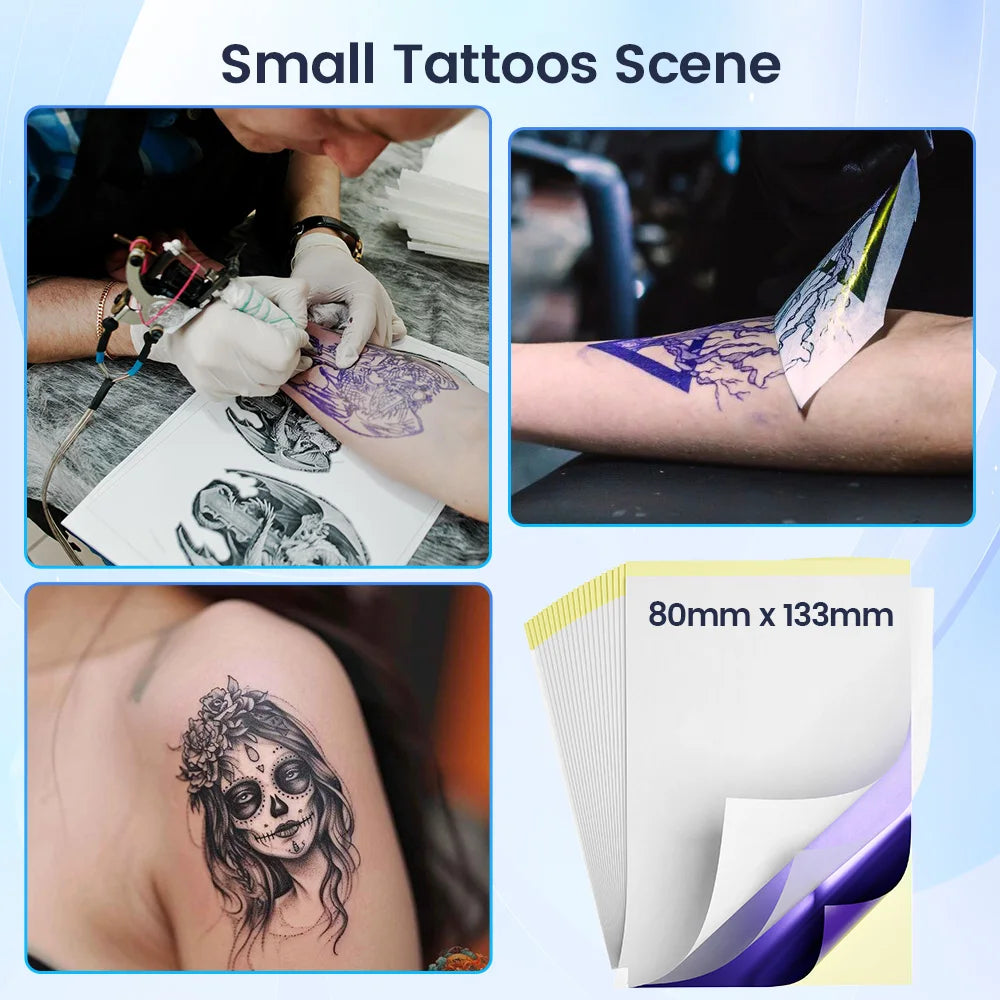 80mmx133mm Tattoo Stencil Paper Transfer Tattoo Paper Artist DIY Easy to Use for TP31 Tattoo Thermal Printer, 100 Labels
