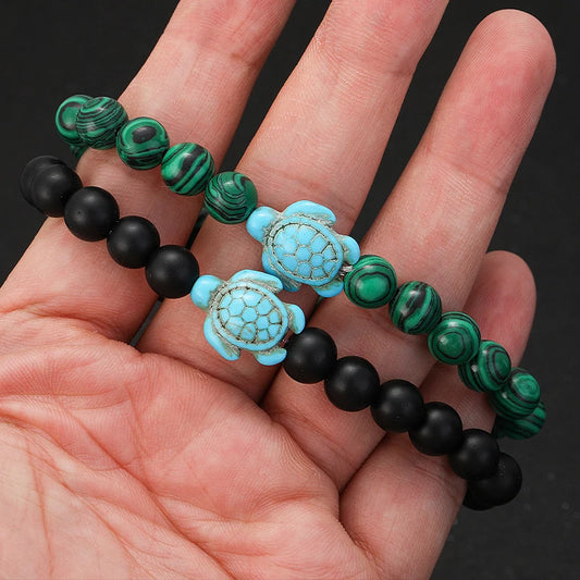 Natural Stone Powder Bangle Women Men Bracelet Beach Beach Turquoise Sea Turtle  Accessories from the marine style collection