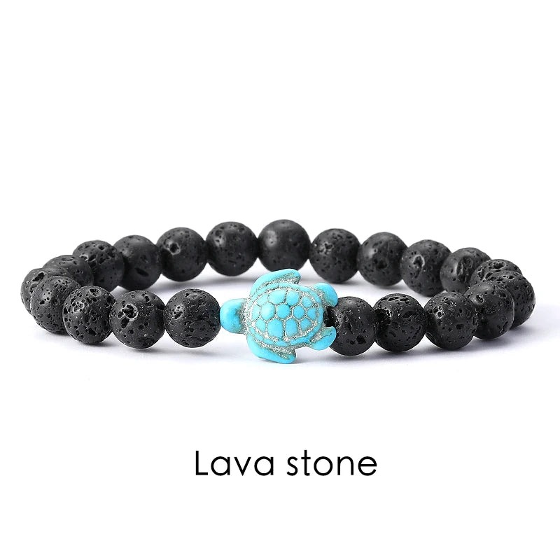 Natural Stone Powder Bangle Women Men Bracelet Beach Beach Turquoise Sea Turtle  Accessories from the marine style collection