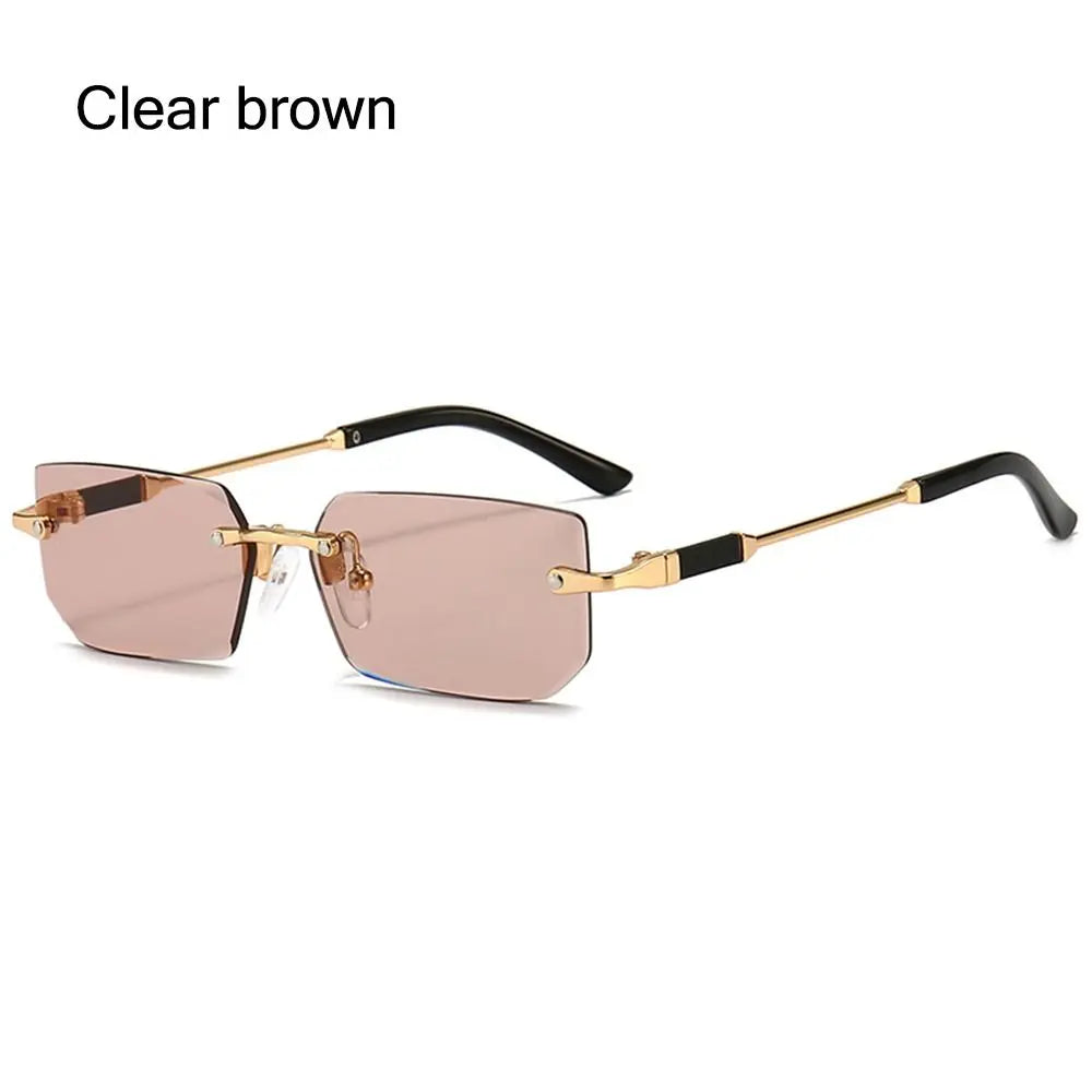 Rimless Sunglasses for Women & Men, Trendy Frameless Rectangle Sun Glasses Retro Shades Fashion Summer Travel UV400 Eyewear